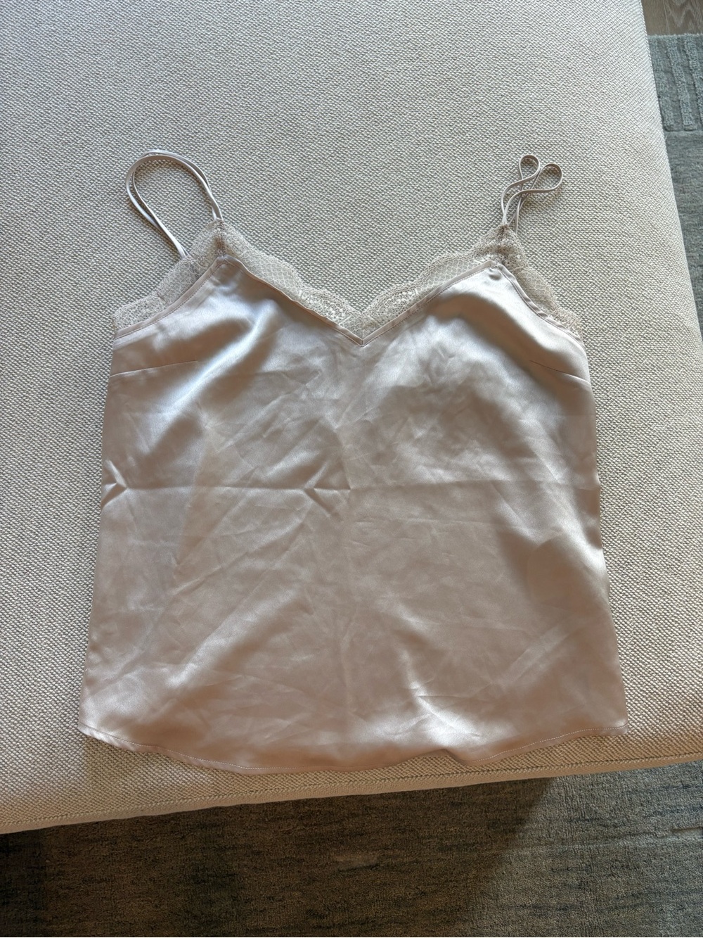Silky Lace Trim Camisole in Champagne